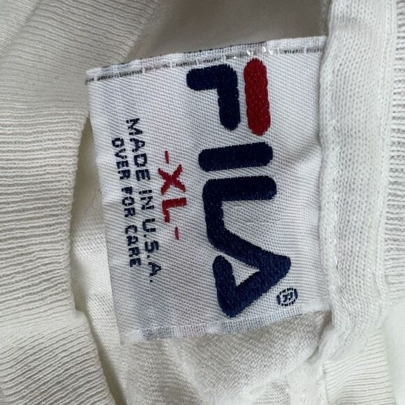 Vintage Fila 90’s shirt Basketball Distressed Single Stitch White sz XL - Picture 11 of 12